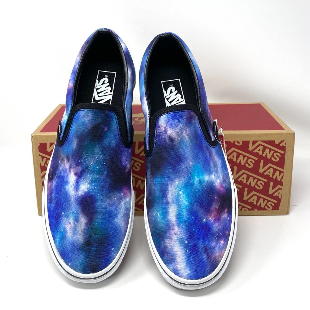 VANS Classic Slip-On Galaxy Blue White Canvas Sneakers Men's Size VN0A33TBG4F - Picture 3 of 11